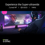 Asus Rog Swift OLED PG49WCD Curved Gaming Monitor, 49" Super-Ultrawide 5120x1440, QD-OLED, 144Hz, 0.03ms GTG