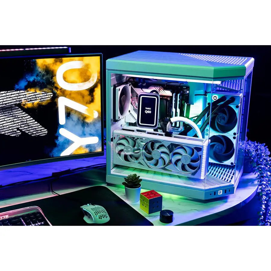 HYTE Y70 Modern Aesthetic Case Snow White - Dual Chamber Panoramic Tempered Glass Mid-Tower ATX Computer Gaming Case - with PCIE 4.0 Riser Cable Included