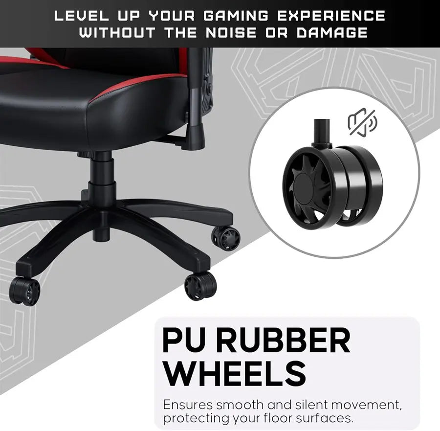 AndaSeat Luna Gaming Chair | Ergonomic Reclining, PVC Leather Computer Home Office Chair, Creative Rocking Function, Moulded Foam | Black and Red