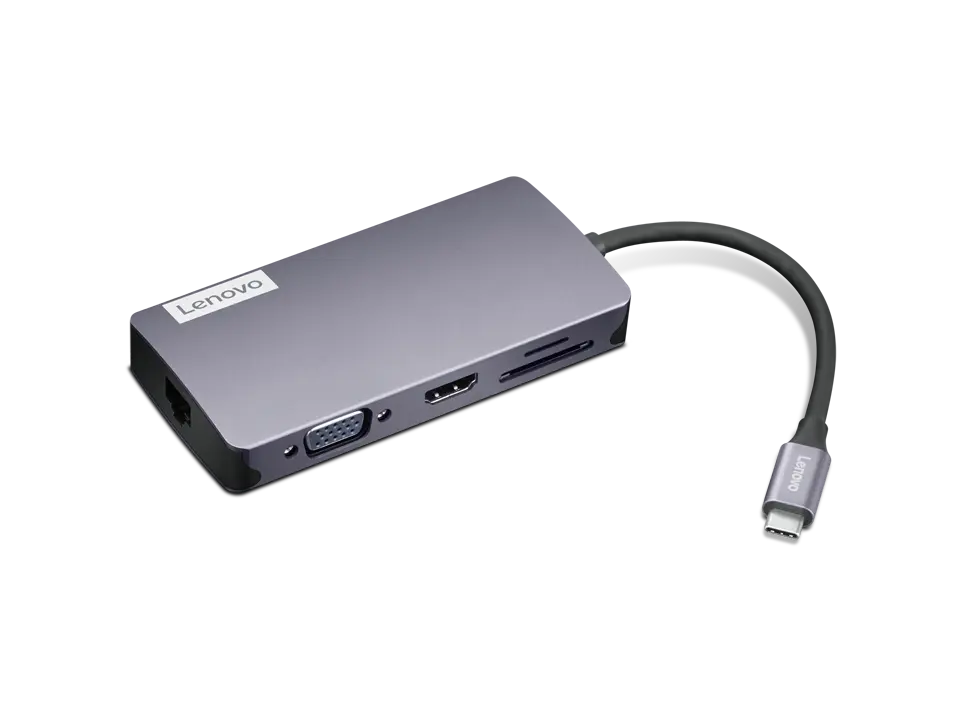 Lenovo 150 USB-C Travel Dock, USB-C DP Alt-Mode, Up To 100W Charging, HDMI And VGA, 3 x USB-A, SD And TF Card Readers, RJ45 Gigabit Ethernet