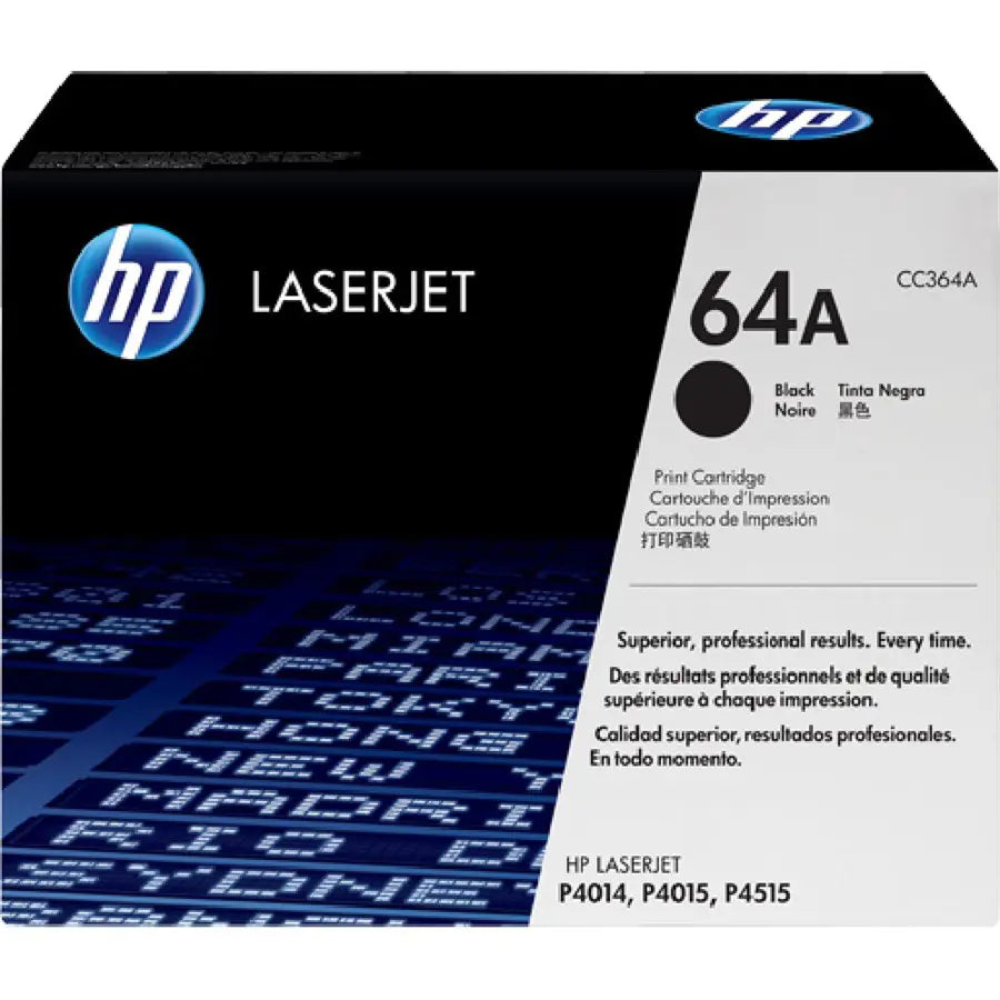 HP 64A Black Original LaserJet Toner Cartridge, CC364A