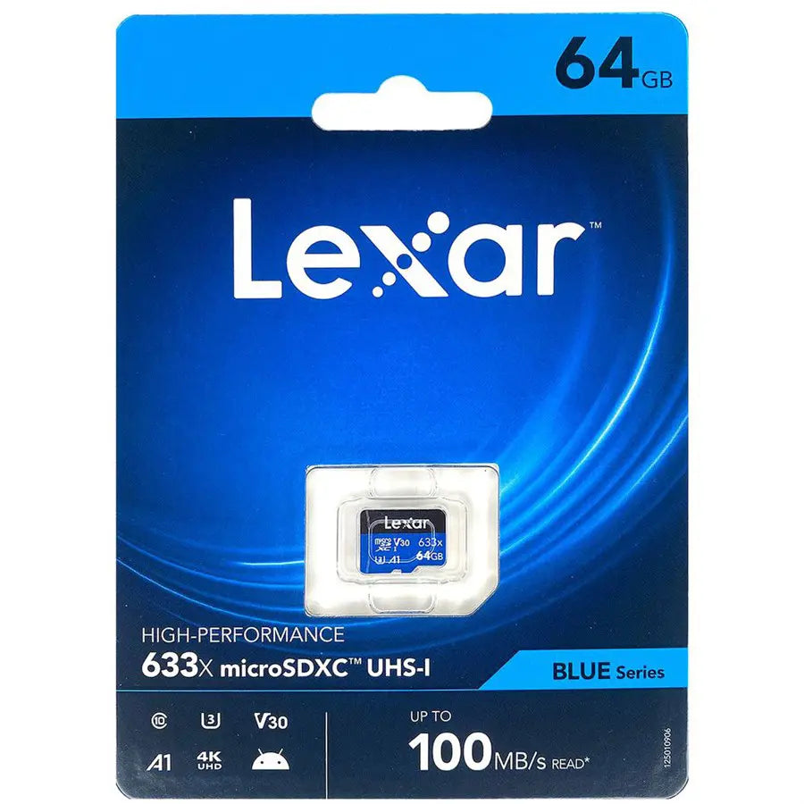 Lexar 64GB High-Performance 633x microSDXC UHS-I Card BLUE Series LMS0633064G-BNNNG | Up to 100MB/s