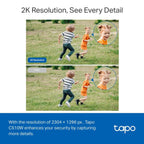 TP-Link Tapo C510W Outdoor Pan Tilt Security WiFi Camera, 2K Resolution, 360° View, Color Night Vision, IP65, Black