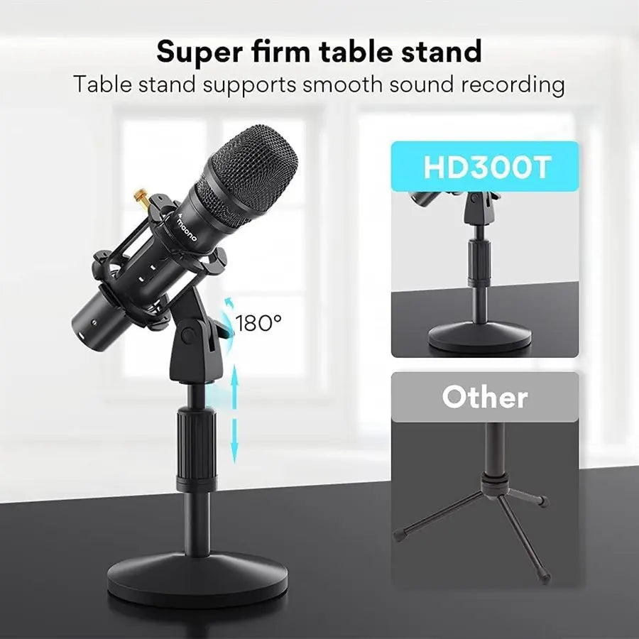 MAONO HD300T Podcast Dynamic Microphone, USB and XLR, Volume Control, 1/8' Headphone Output, Cardioid, AU-HD300T