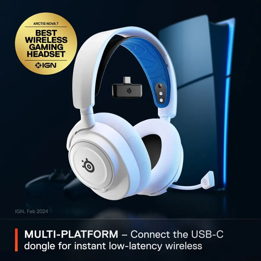 SteelSeries Arctis Nova 7P Wireless Gaming Headset for PS5, PS4 - White 61561