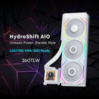 Lian Li Hydroshift 360 AIO - Pre-Installed 3 TL Fans, Side-Mounted Coolant Pathway, 2.88' LCD White