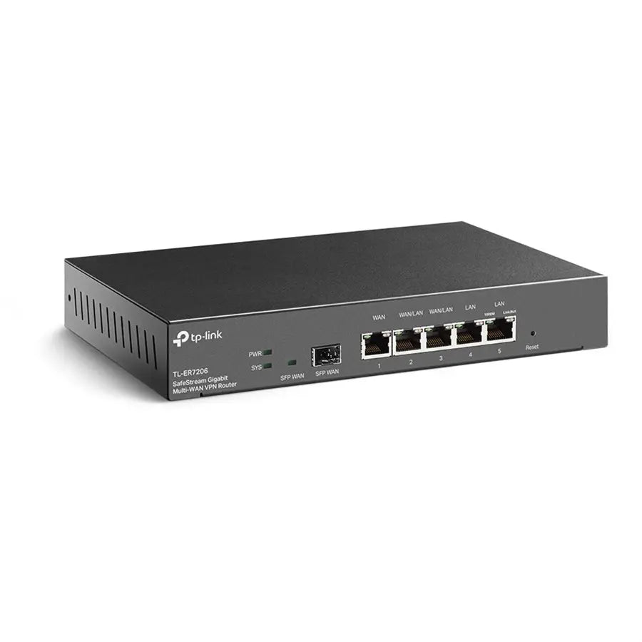 TP-Link TL-ER7206 SafeStream Gigabit Multi-WAN VPN Router, 1 SFP, 5 RJ45, Up To 4 WAN Ports, Wired