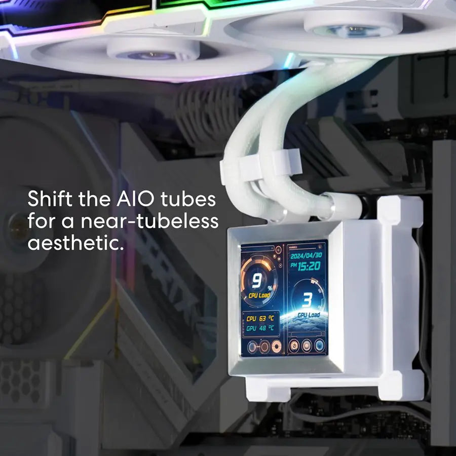 Lian Li Hydroshift 360 AIO - Pre-Installed 3 TL Fans, Side-Mounted Coolant Pathway, 2.88' LCD White