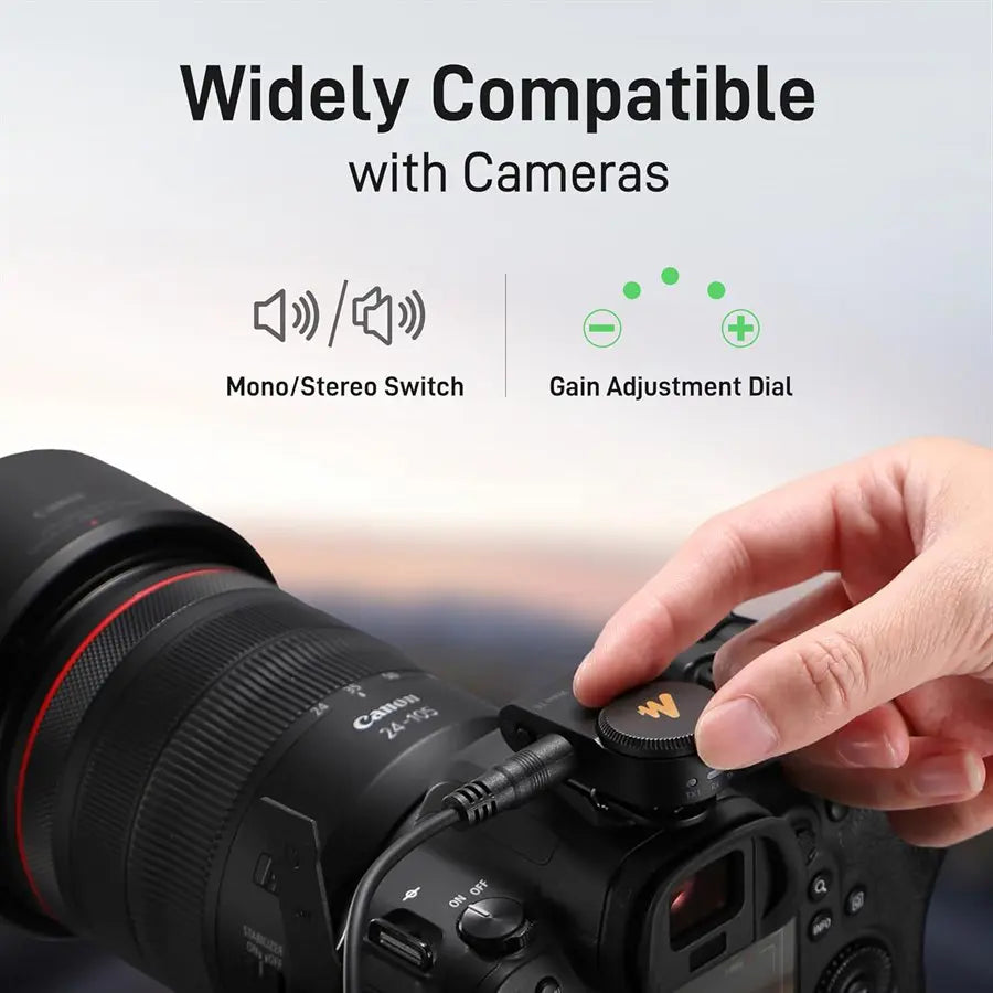 Maono Wave T5 Wireless Lavalier Microphone, AI Noise Cancellation, 2 Microphones, Camera, USB Type-C And Lightning, WM650 PA3