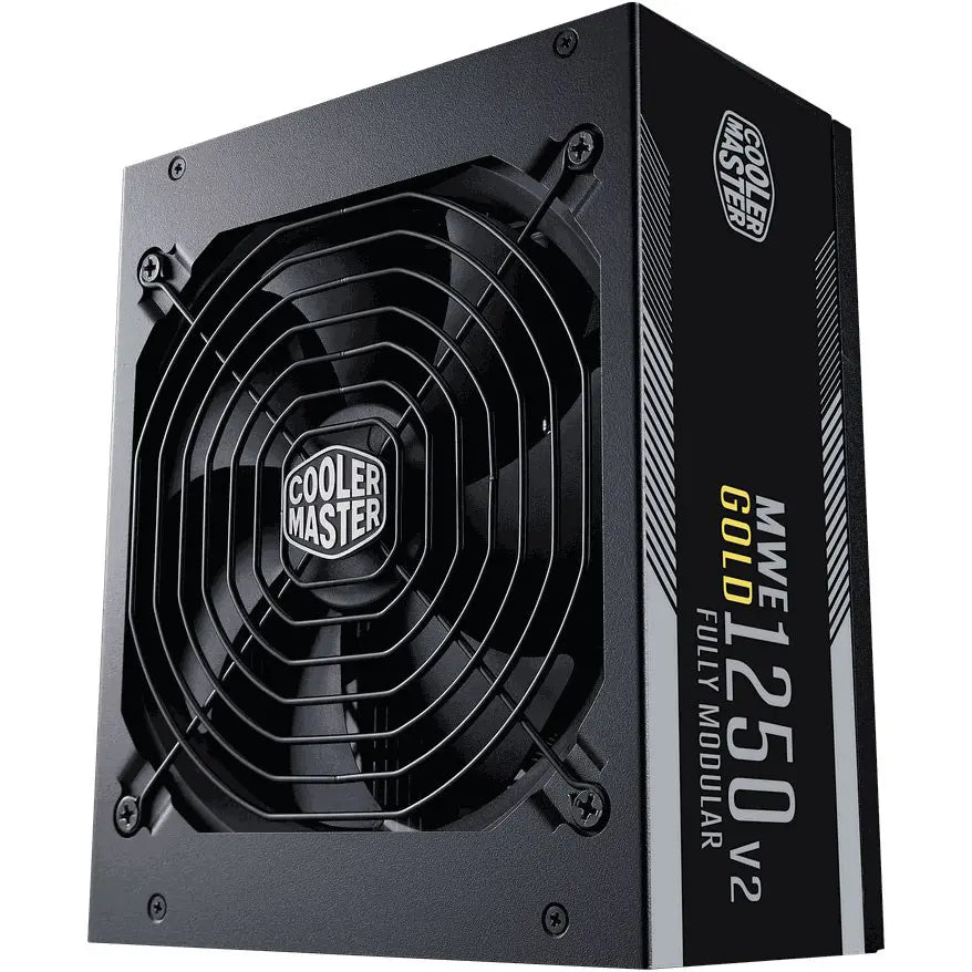 Cooler Master MWE Gold 1250 V2 ATX 3.1 Fully Modular Power Supply, 80 Plus Gold 1250W, PCIe 5.1 12VHPWR 90 Degree Connector, 140mm FDB Fan, MPE-C501-AFCAG-3EEU