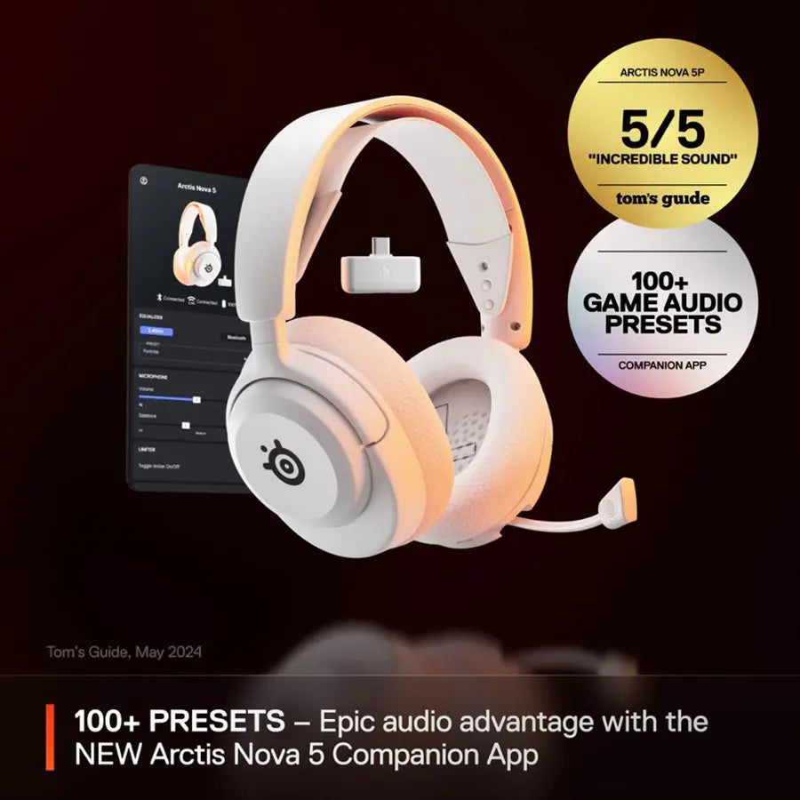 SteelSeries  Arctis Nova 5 Wireless Gaming Headset for PC, PS5, and PS4 - White | 61671