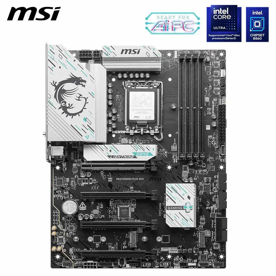 MSI B860 GAMING PLUS WIFI Motherboard LGA1851, DDR5 8800MT/s, Thunderbolt 4, 5G LAN, Wi-Fi 7