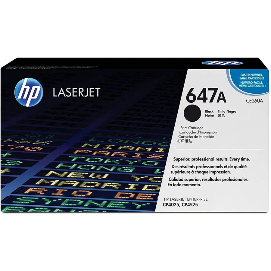 HP 647A Black Original LaserJet Toner Cartridge, CE260A