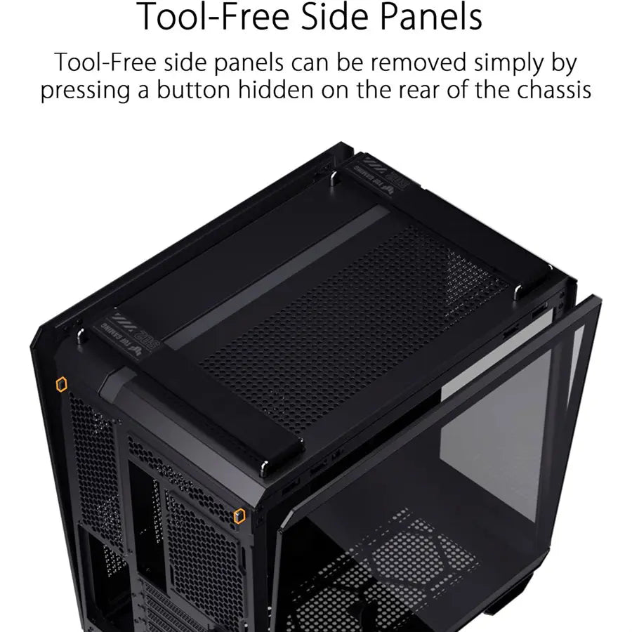 Asus TUF Gaming GT502 ATX Gaming Case, Black, Dual Chamber Chassis