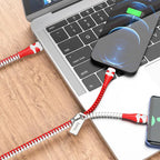 Hoco U97 Zipper Cable 2-in-1 USB to Lightning / Type-C - Red White