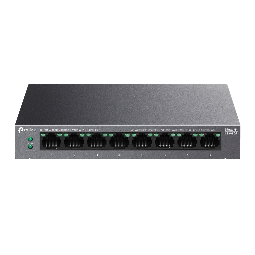 LS108GP 8-Port Gigabit Desktop Switch with 8-Port PoE+
