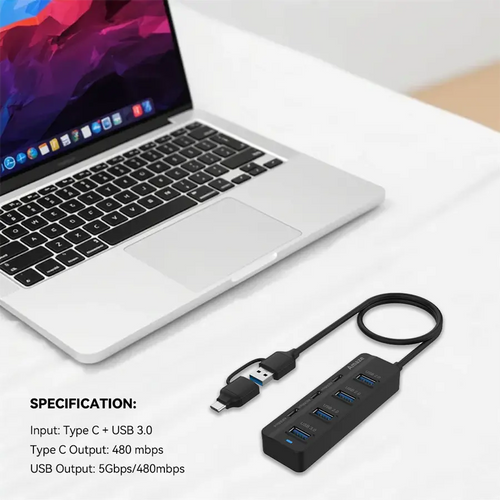 AMAZE 7 Port HUB, Type-C + USB 3.0 A327 Multiport Adapter
