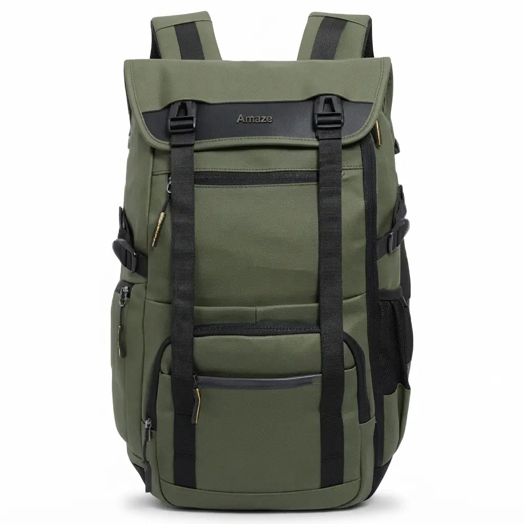 Amaze Premium Synthetic Fibre Backpack A945, Spacious Main Compartment With Organized Pockets, Dedicated Space for Laptop and Accessories, Adjustable Extra-Padded Shoulder Straps, Green