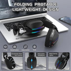Attack Shark L90 Gaming Headset, Tri-Mode Bluetooth 5.3, 2.4GHz, 3.5mm, 7.1 Surround Sound, RGB Lighting, Black