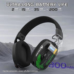 Attack Shark L90 Gaming Headset, Tri-Mode Bluetooth 5.3, 2.4GHz, 3.5mm, 7.1 Surround Sound, RGB Lighting, Black