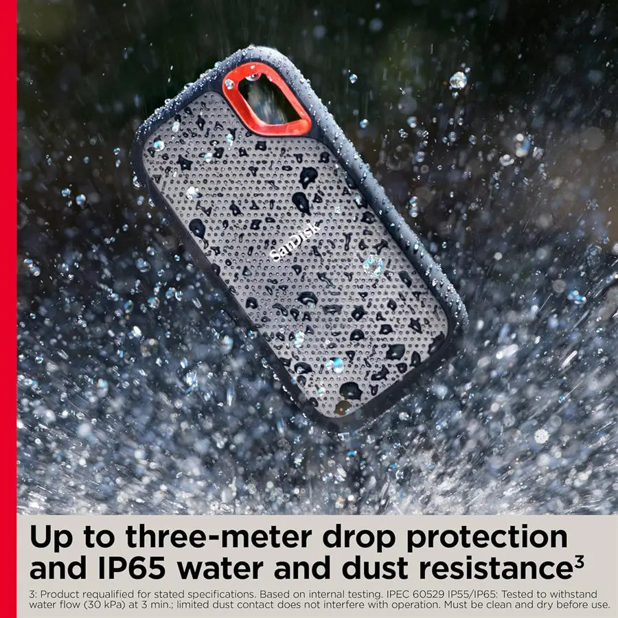 SanDisk Extreme 4TB Portable SSD, Up To 1050MB/s, USB-C USB 3.2 Gen 2, IP65 Water and Dust Resistance