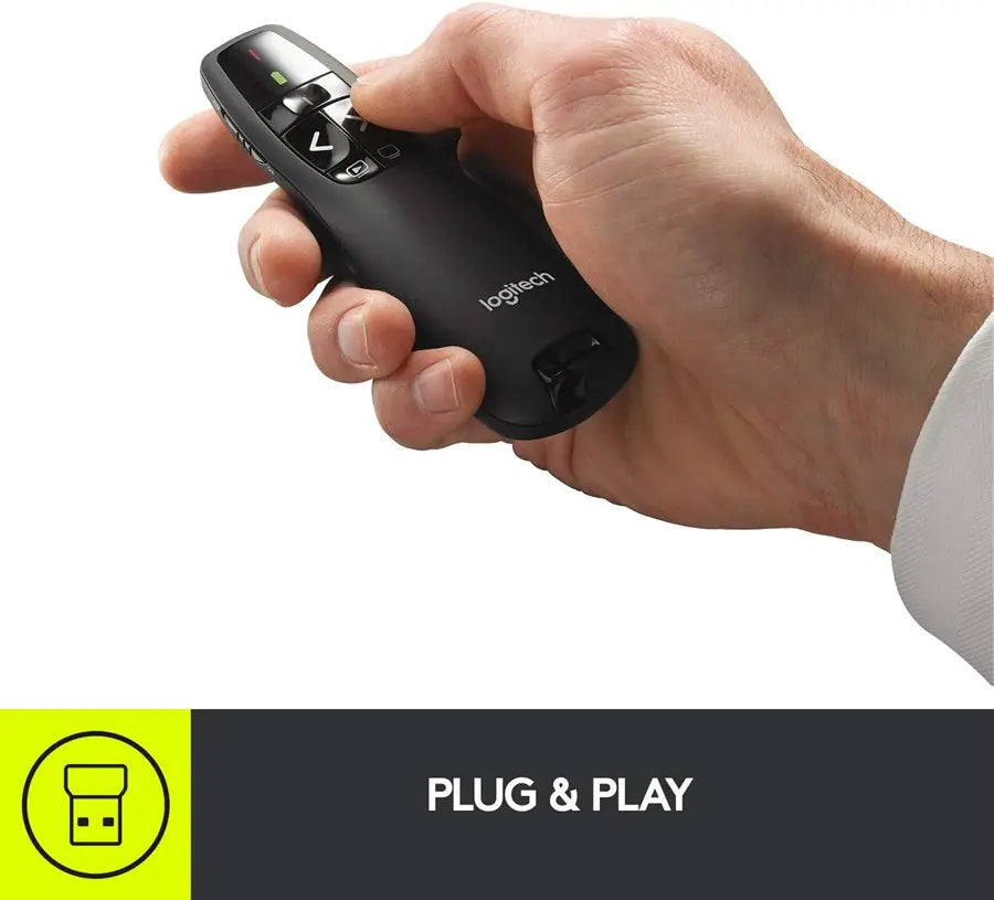 Logitech R400 Wireless Laser Presentation Remote, 50ft, USB