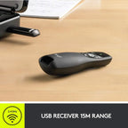 Logitech R400 Wireless Laser Presentation Remote, 50ft, USB
