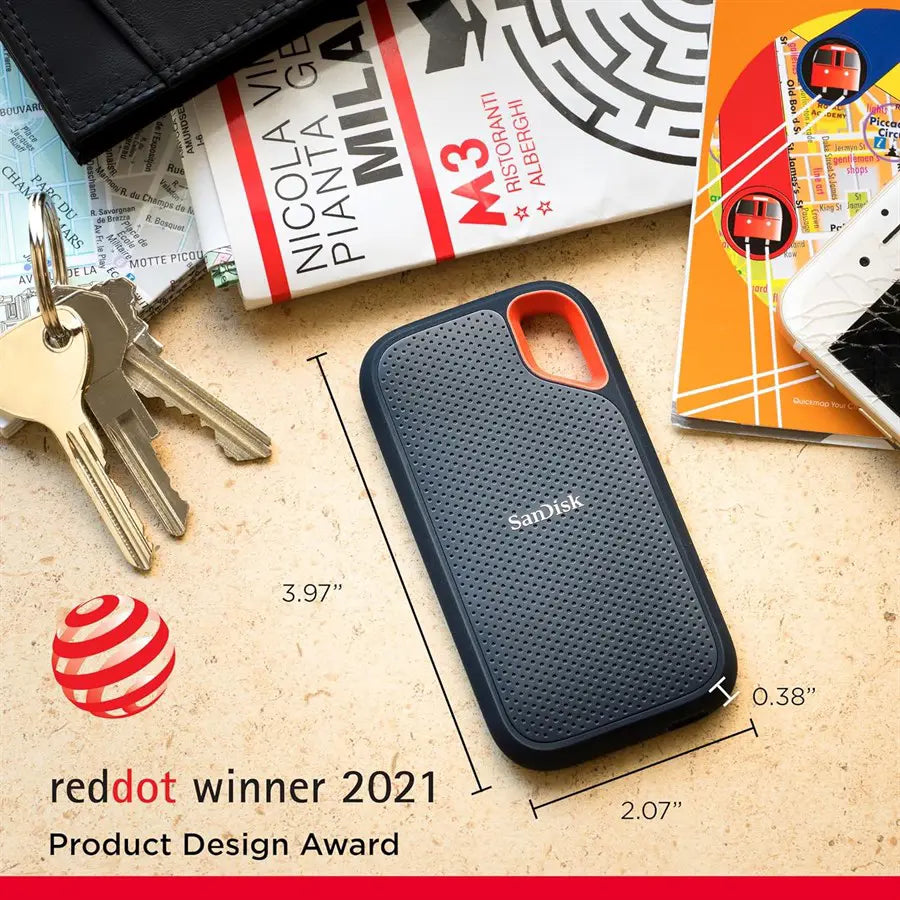 SanDisk Extreme 4TB Portable SSD, Up To 1050MB/s, USB-C USB 3.2 Gen 2, IP65 Water and Dust Resistance