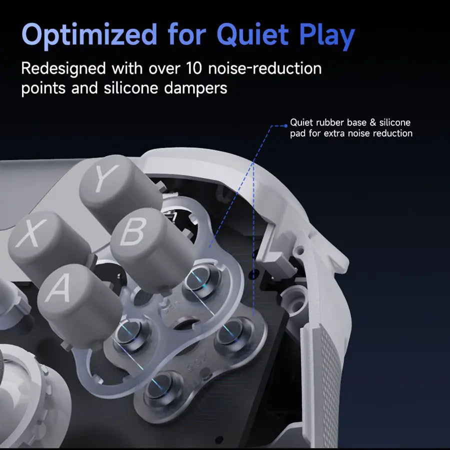 EasySMX X05Pro Wireless Gaming Controller, Hall Effect Joysticks, Dual-Stage Triggers, 4-Zone Vibration, 8-Way D-Pad, RGB Lighting, Multiplatform, White