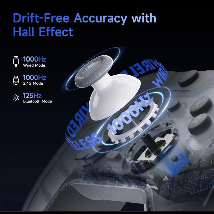 EasySMX X05Pro Wireless Gaming Controller, Hall Effect Joysticks, Dual-Stage Triggers, 4-Zone Vibration, 8-Way D-Pad, RGB Lighting, Multiplatform, White