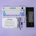 AULA F75 Max Wireless 3-in-1 Mechanical Gaming Keyboard, 81-Key, Hot Swappable, RGB, Knob and Digital Screen, NKRO, Gradient Grey