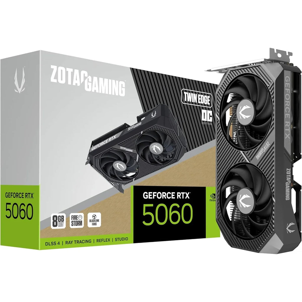 ZOTAC Gaming GeForce RTX 5060 Twin Edge OC DLSS 4 Gaming Graphics Card, 8GB GDDR7, 128-Bit, PCI Express 5.0, ZT-B50600H-10M