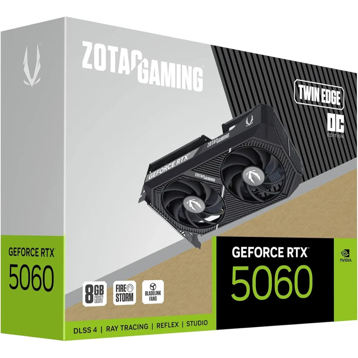 ZOTAC Gaming GeForce RTX 5060 Twin Edge OC DLSS 4 Gaming Graphics Card, 8GB GDDR7, 128-Bit, PCI Express 5.0, ZT-B50600H-10M