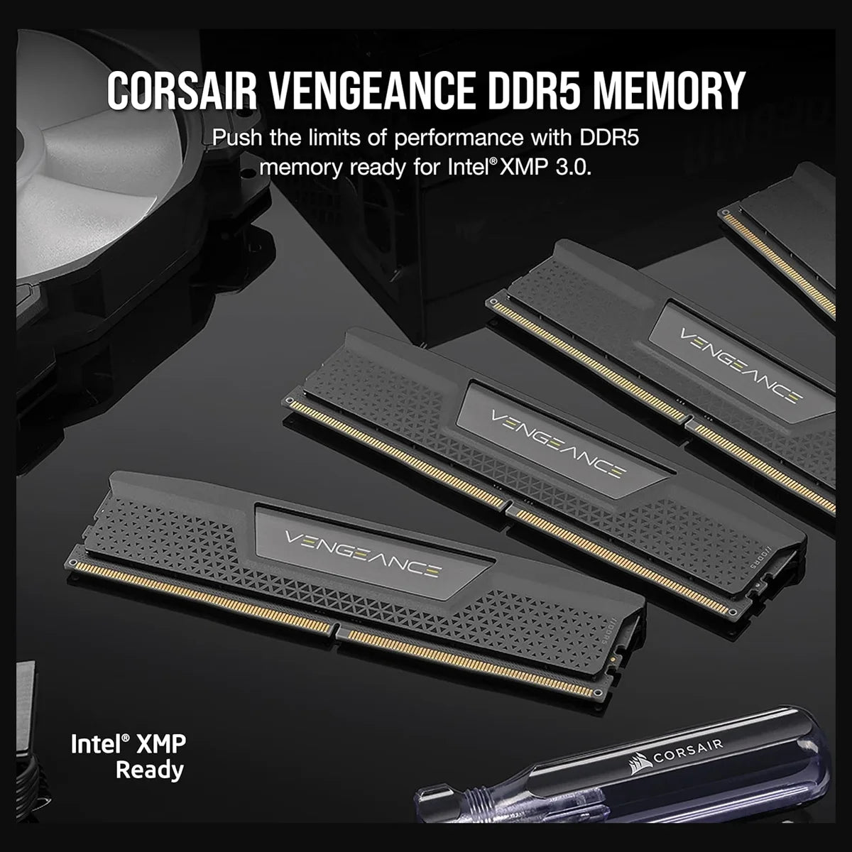 Corsair Vengeance DDR5 RAM, 16GB, 5200MT/s, CL40, Intel XMP 3.0, Black, CMK16GX5M1B5200C40