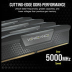 Corsair Vengeance DDR5 RAM, 16GB, 5200MT/s, CL40, Intel XMP 3.0, Black, CMK16GX5M1B5200C40