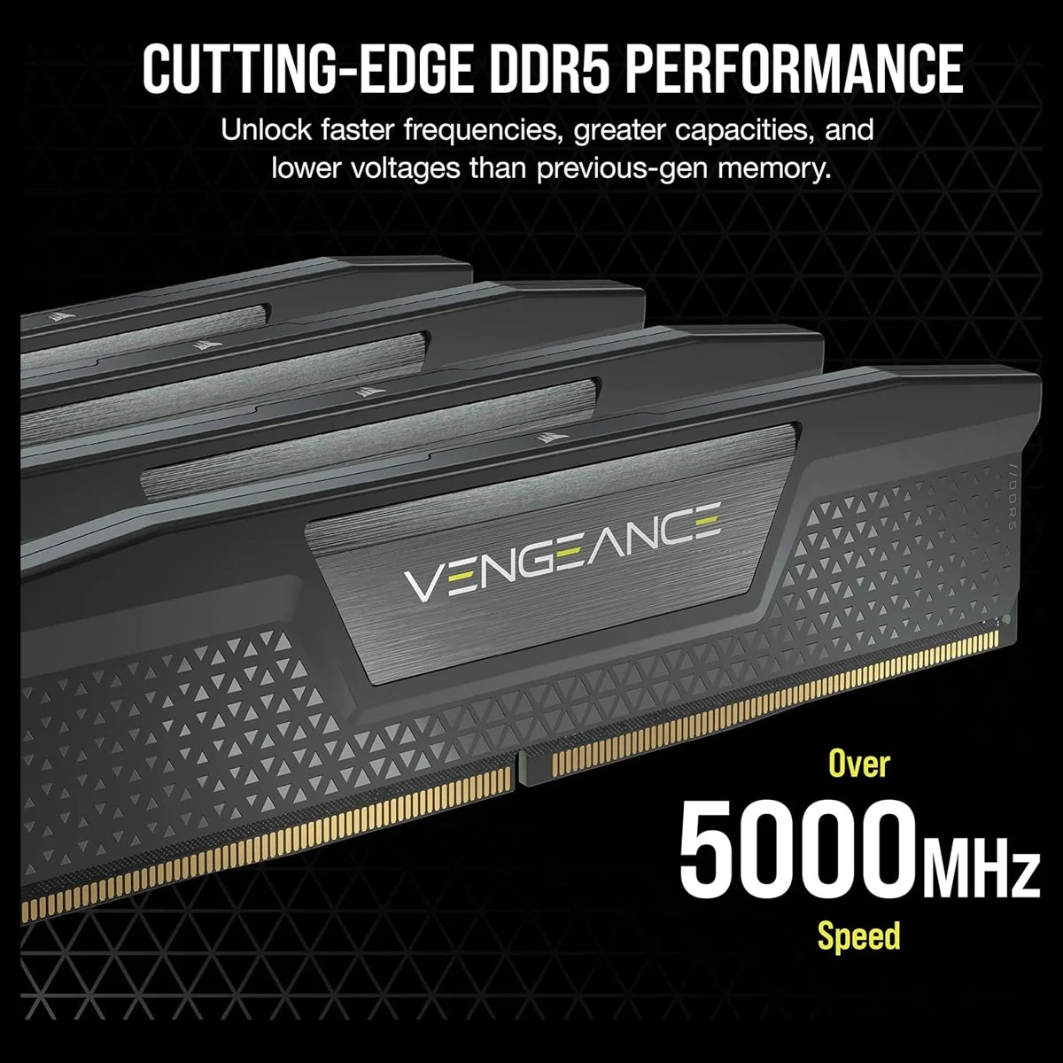 Corsair Vengeance DDR5 RAM, 16GB, 5200MT/s, CL40, Intel XMP 3.0, Black, CMK16GX5M1B5200C40