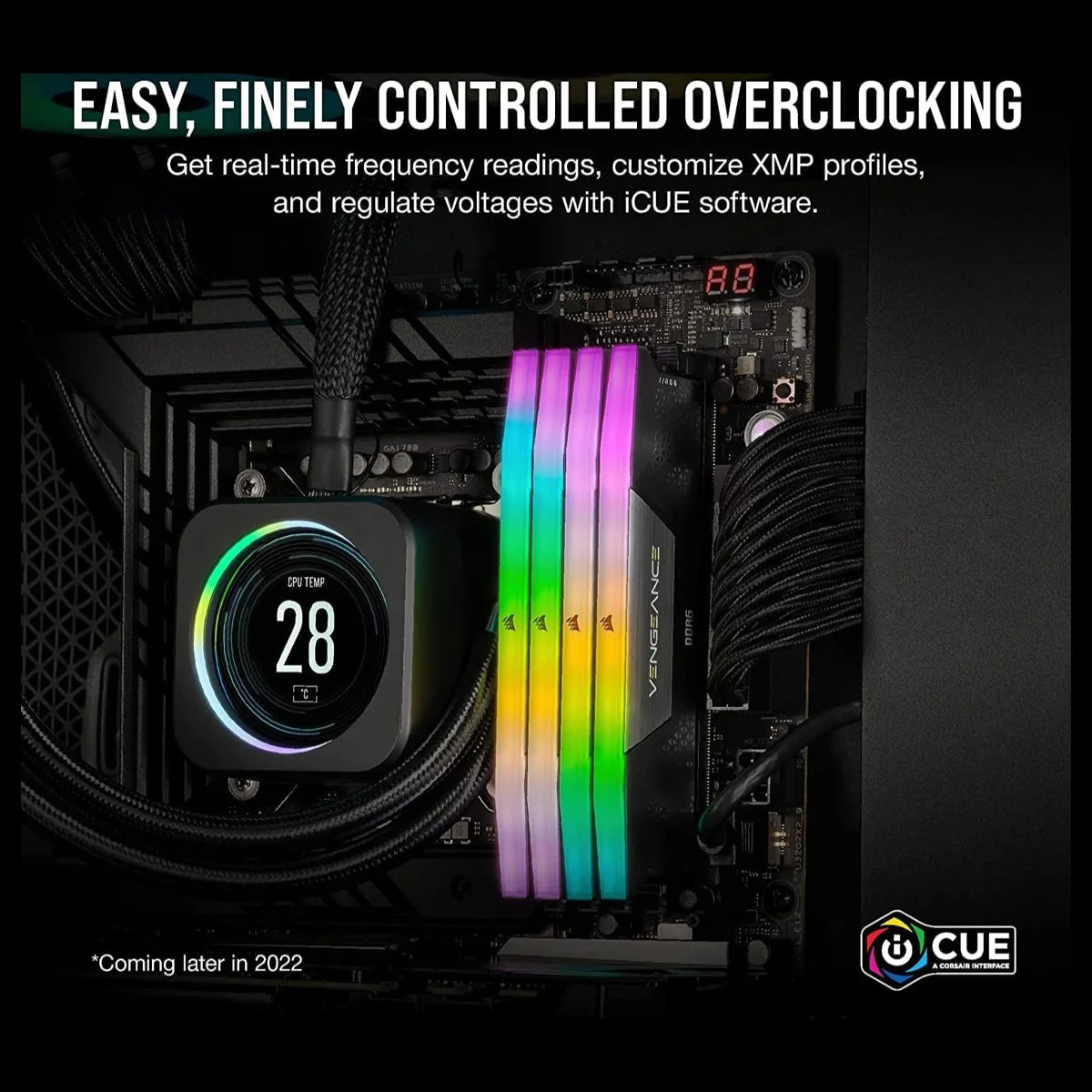 Corsair Vengeance RGB DDR5 RAM, 32GB 2x16GB, 6400MHz, CL36, Intel XMP 3.0, Black, CMH32GX5M2B6400C36