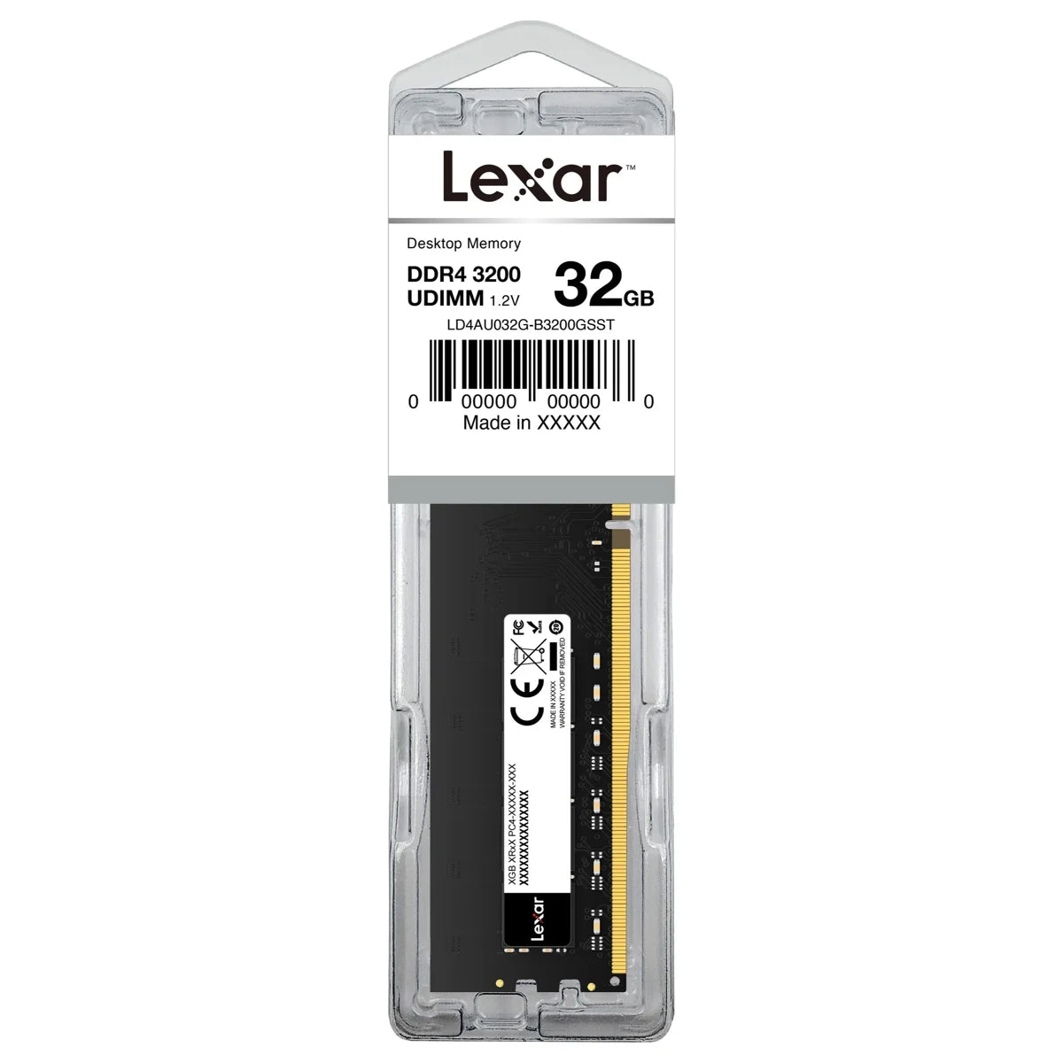 Lexar DDR4-3200 UDIMM Desktop Memory, 32GB, LD4AU032G-B3200GSST