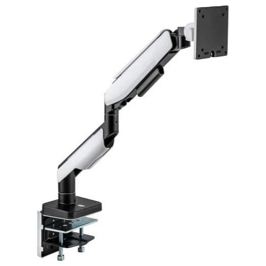 MXG HMA-12R Heavy Duty RGB Gaming Monitor Arm Gas Spring Monitor Arm, Up To 44lbs, 17'-49', VESA 75x75 100x100, Matte Black and Greyish White