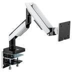 MXG HMA-12R Heavy Duty RGB Gaming Monitor Arm Gas Spring Monitor Arm, Up To 44lbs, 17'-49', VESA 75x75 100x100, Matte Black and Greyish White