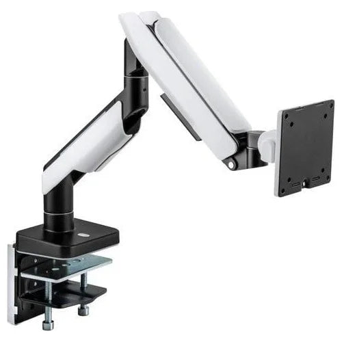 MXG HMA-12R Heavy Duty RGB Gaming Monitor Arm Gas Spring Monitor Arm, Up To 44lbs, 17'-49', VESA 75x75 100x100, Matte Black and Greyish White