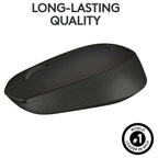 Logitech B170 Wireless Mouse, USB Receiver, Up To 10m Range, 12-Month Battery Life, Black