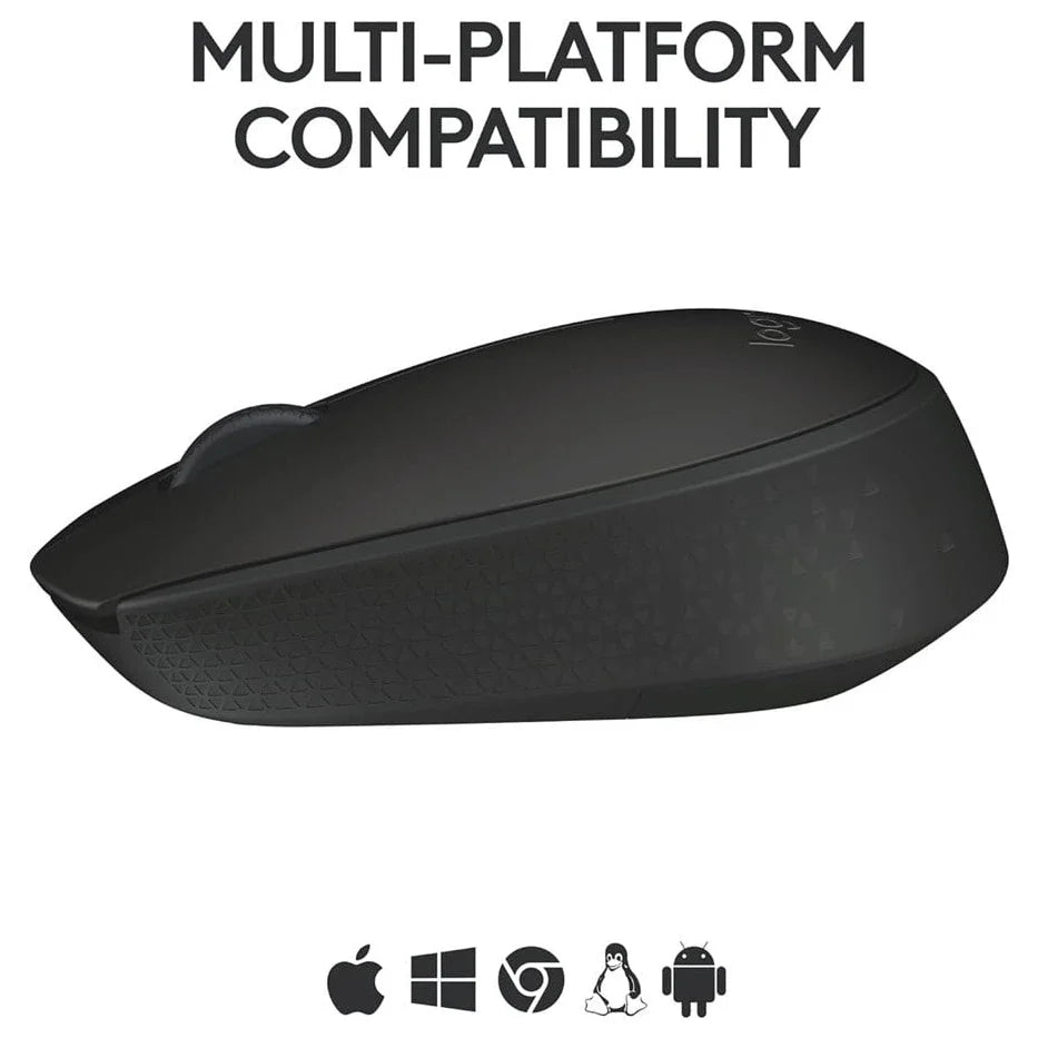 Logitech B170 Wireless Mouse, USB Receiver, Up To 10m Range, 12-Month Battery Life, Black