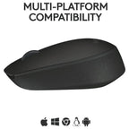 Logitech B170 Wireless Mouse, USB Receiver, Up To 10m Range, 12-Month Battery Life, Black