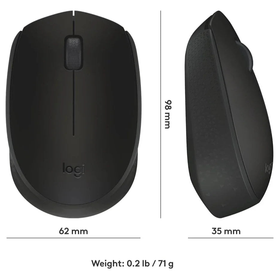 Logitech B170 Wireless Mouse, USB Receiver, Up To 10m Range, 12-Month Battery Life, Black