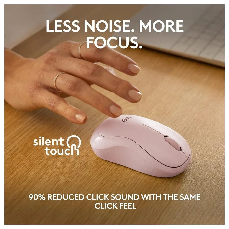 Logitech M240 Silent Wireless Mouse, Bluetooth, Silent Touch, Rose
