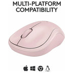 Logitech M240 Silent Wireless Mouse, Bluetooth, Silent Touch, Rose