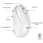 Logitech M240 Silent Bluetooth Wireless Mouse, Silent Touch, Off White