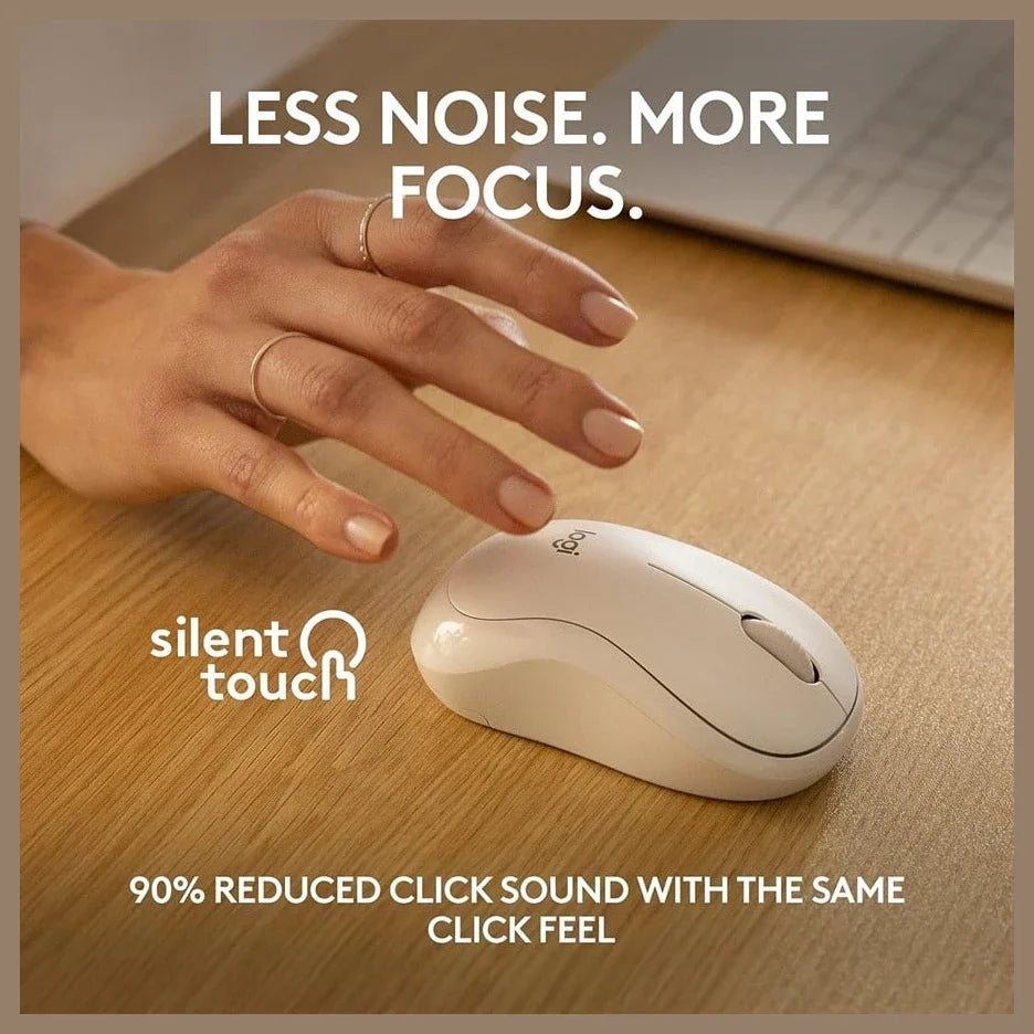 Logitech M240 Silent Bluetooth Wireless Mouse, Silent Touch, Off White