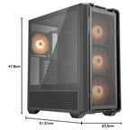 Cougar MX600 RGB Gaming Case Full Tower, 3x 140mm ARGB Fans and 1x 120mm ARGB Fan, Black